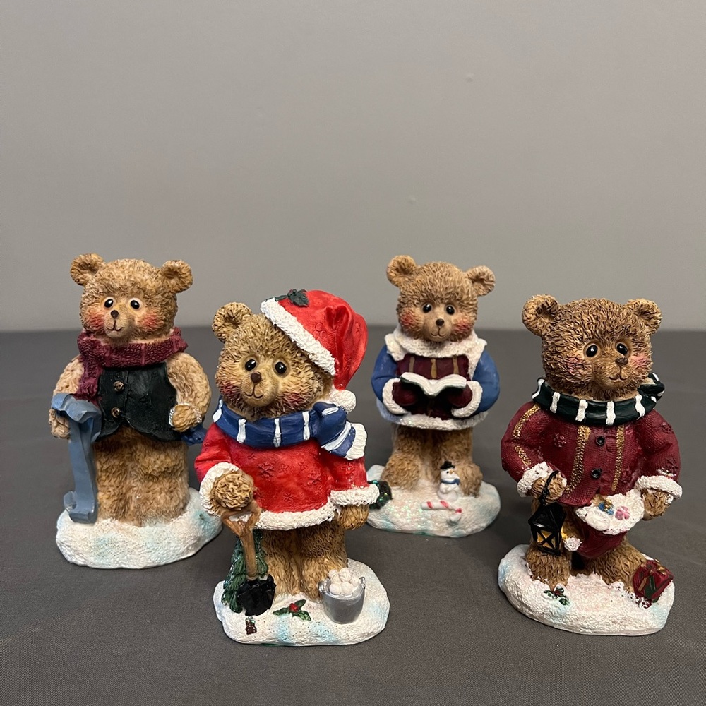 Greenbriar International Christmas Bear Lot Of 4 Holiday Bears Size 2.75x5”